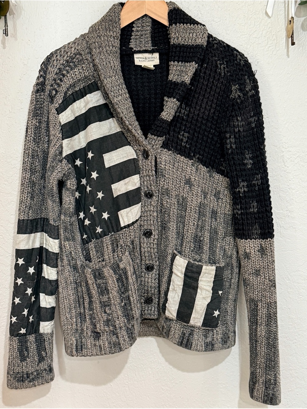 Vintage RALPH LAUREN Denim & Supply Unisex USA Flag Sweater Cardigan Patriotic